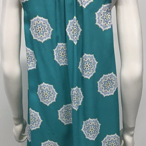 Loft Shift Dress Turquoise Blue Tie Neck Swing Dress Size M RefI002 - Picture 15 of 15